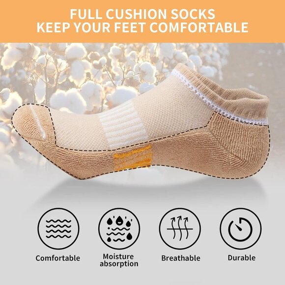 Running Ankle Socks for Women Athletic Cotton Cushioned 5-6 Pairs Workout No Sho - Picture 2 of 4